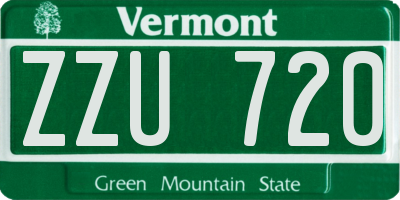 VT license plate ZZU720