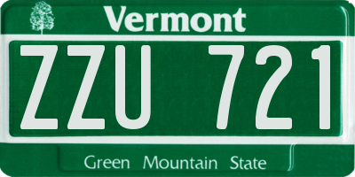 VT license plate ZZU721