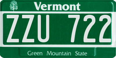 VT license plate ZZU722