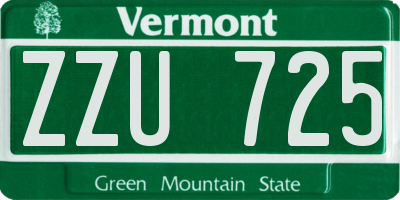 VT license plate ZZU725