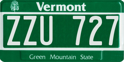 VT license plate ZZU727