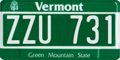 VT license plate ZZU731