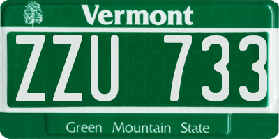 VT license plate ZZU733