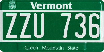 VT license plate ZZU736