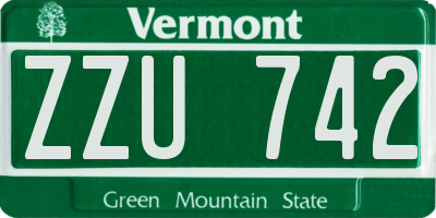 VT license plate ZZU742