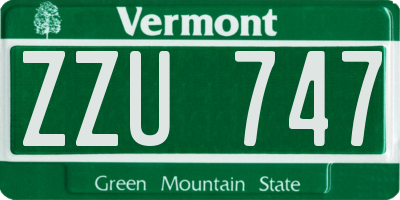VT license plate ZZU747