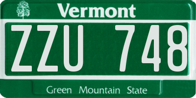 VT license plate ZZU748