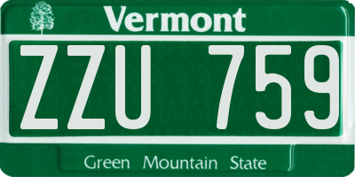 VT license plate ZZU759