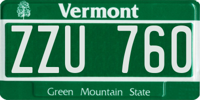 VT license plate ZZU760