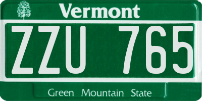 VT license plate ZZU765