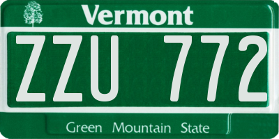 VT license plate ZZU772