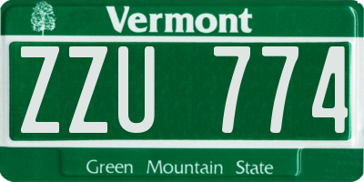 VT license plate ZZU774