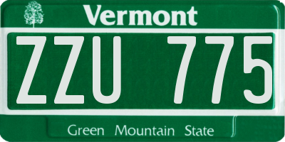 VT license plate ZZU775