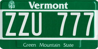 VT license plate ZZU777