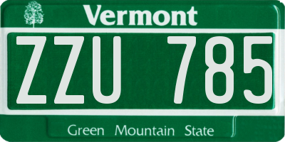 VT license plate ZZU785