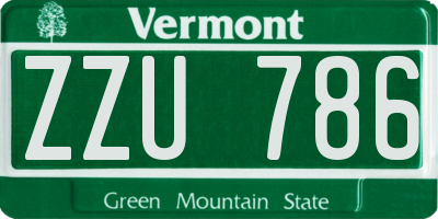 VT license plate ZZU786