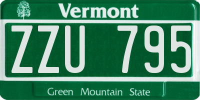 VT license plate ZZU795
