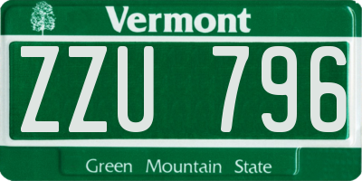 VT license plate ZZU796