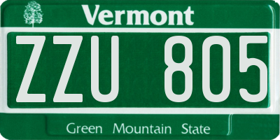 VT license plate ZZU805