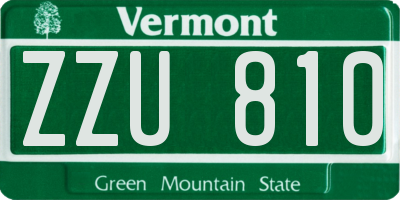 VT license plate ZZU810