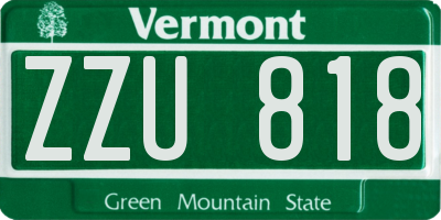 VT license plate ZZU818