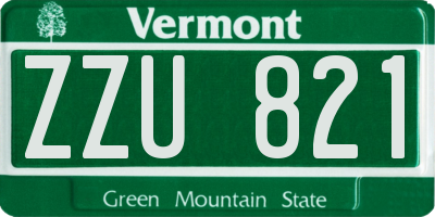 VT license plate ZZU821