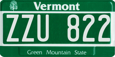 VT license plate ZZU822