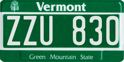 VT license plate ZZU830