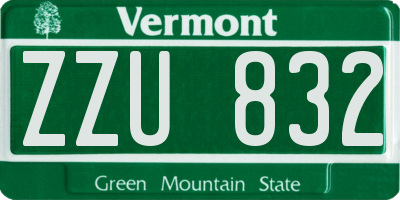 VT license plate ZZU832