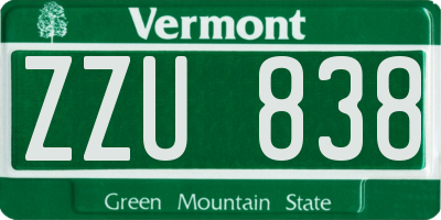 VT license plate ZZU838