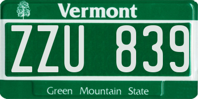 VT license plate ZZU839