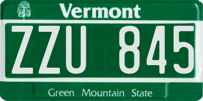 VT license plate ZZU845