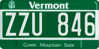 VT license plate ZZU846