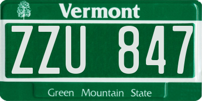 VT license plate ZZU847