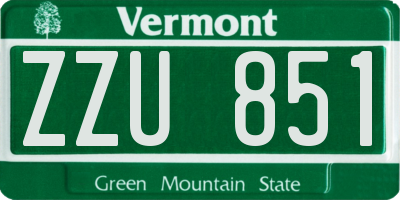 VT license plate ZZU851