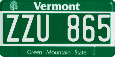 VT license plate ZZU865