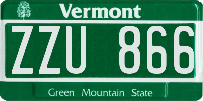 VT license plate ZZU866