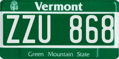 VT license plate ZZU868