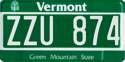 VT license plate ZZU874