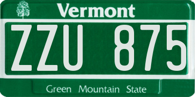 VT license plate ZZU875