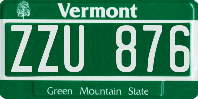 VT license plate ZZU876