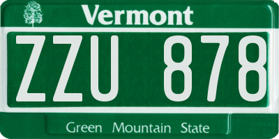 VT license plate ZZU878
