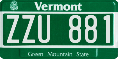VT license plate ZZU881