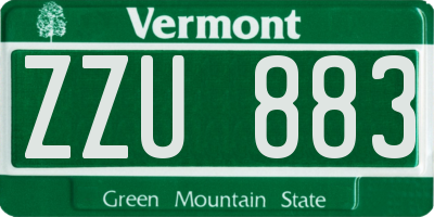 VT license plate ZZU883