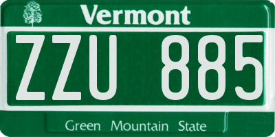 VT license plate ZZU885