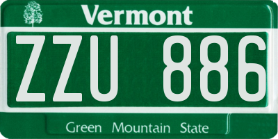 VT license plate ZZU886