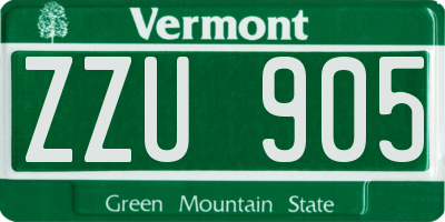 VT license plate ZZU905