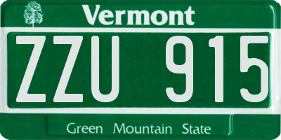 VT license plate ZZU915