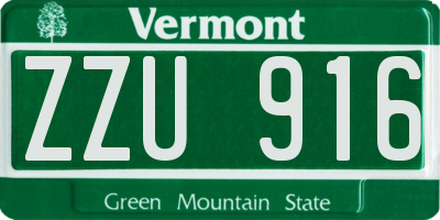 VT license plate ZZU916