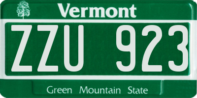 VT license plate ZZU923